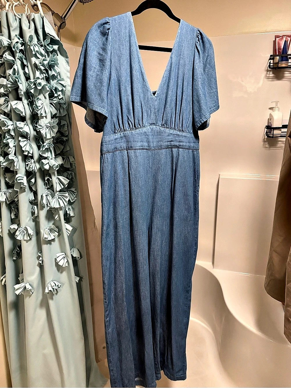 Old Navy Denim-Look Jumpsuit in Blue Size XL